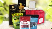 Display of different food and cosmetic packaging Packaging